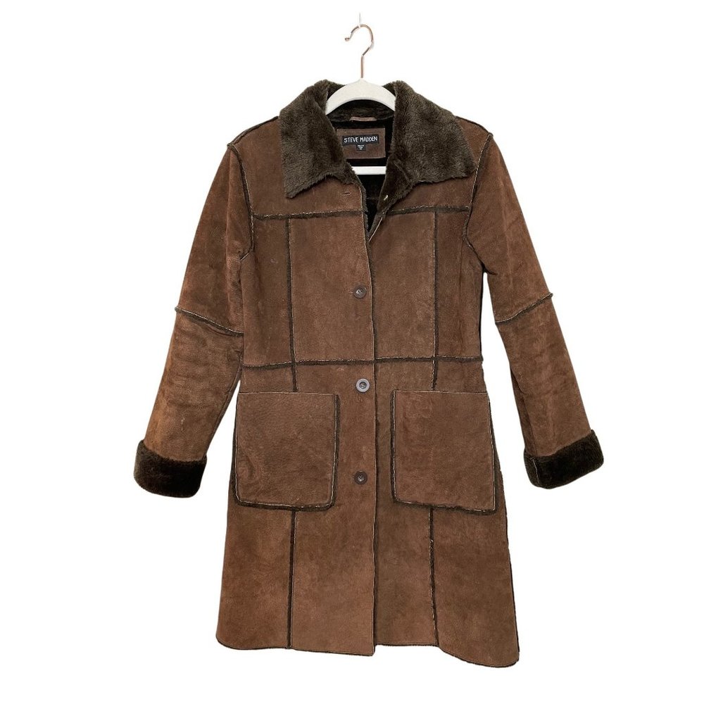Steve Madden Y2K Brown Suede Jacket Patchwork Mid Length Size Medium Sz M